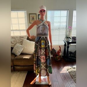 Multicolor Halter Maxi Dress